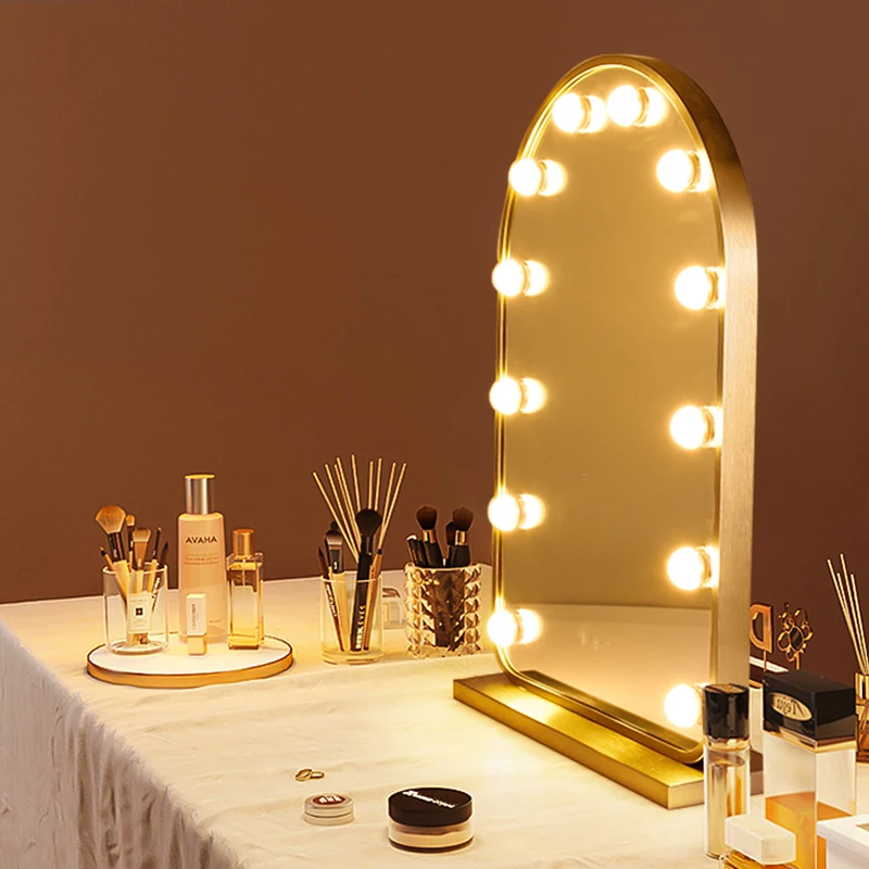 Touch Sensor Dimmable Switch Hollywood Vanity Mirror Stand Up Led Makeup Mirror With 12 Bulbs