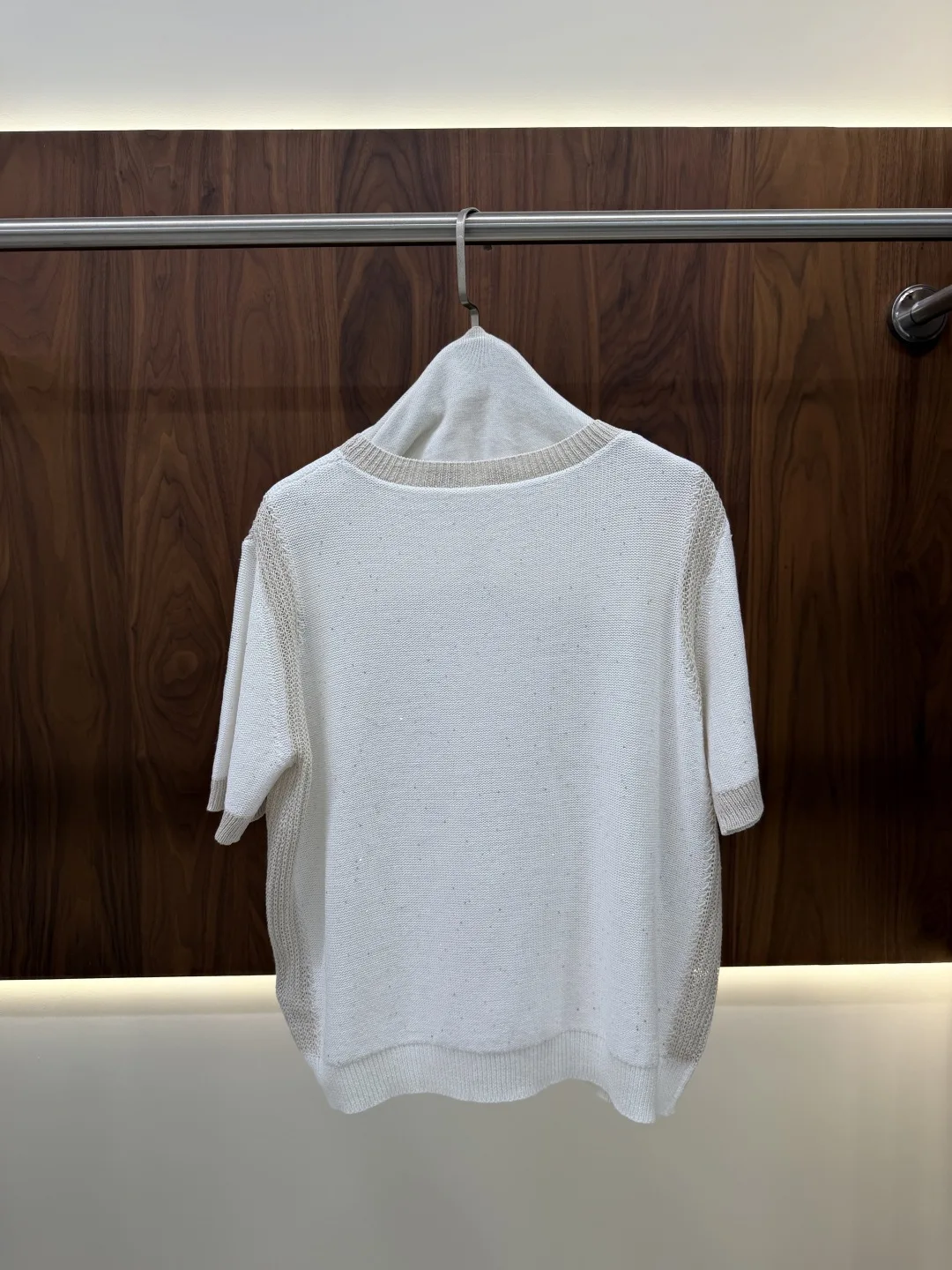 Spring/Summer Women's High-Quality Fashion & Casual Short-Sleeve Knit Top with Sequin Yarn