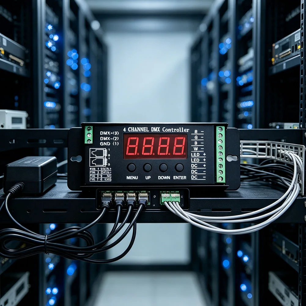 LED Strip Decoder Designed for DMX 0405 4-Channel 5A Constant Voltage Control with Interface and Metal Housing