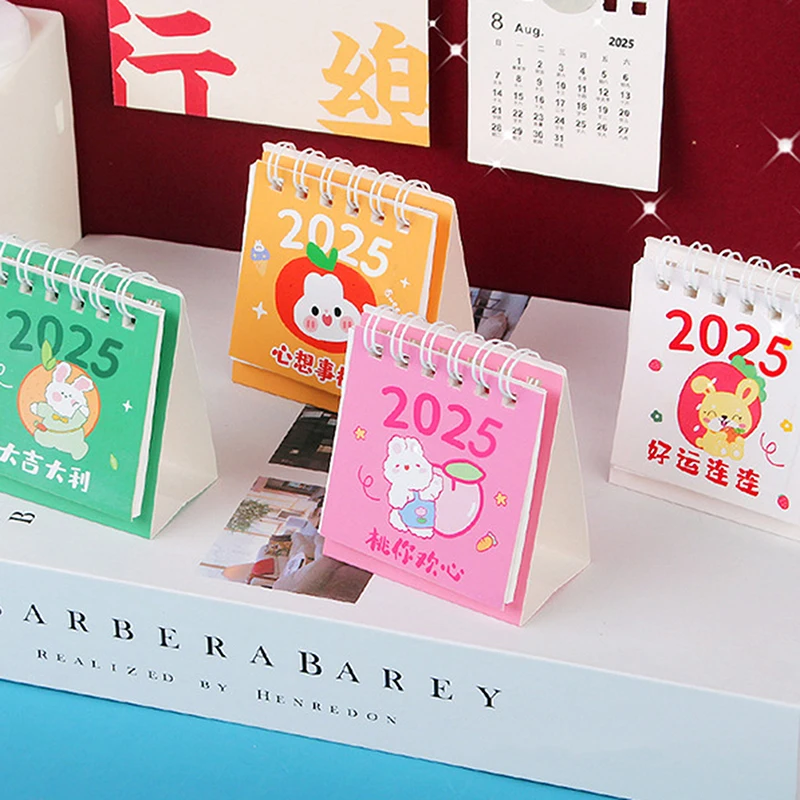 2025 Mini Cartoon Desk Calendar Cute Portable Pocket Small Daily Planning Calendar Manage Time Schedule Desktop Decoration