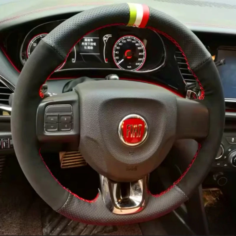 

100% Fit For Dodge Charger Challenger 2011-2014 Volant 2012 2013 Hand-stitched Genuine Leather suede car steering wheel cover