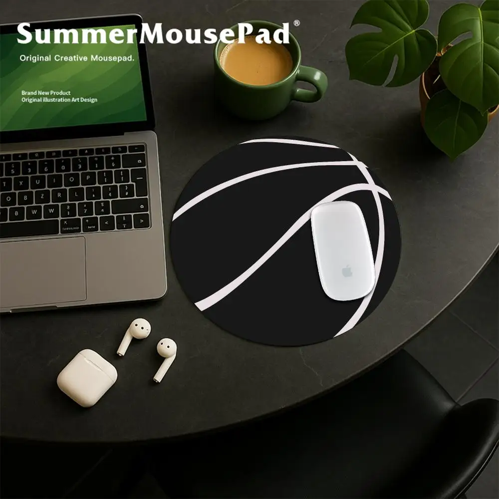Sports Theme Round Mouse Pad Basketball Round Non-Slip Rubber Mat for Office Gaming Gamers Home Or Office Adorable Cute Desk Mat
