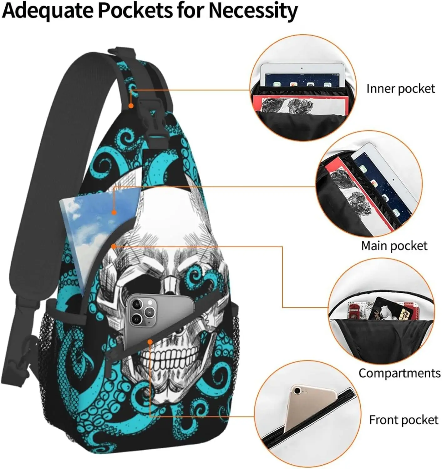 Mochila cruzada en el pecho para hombre y mujer, bolso de viaje informal para senderismo y playa