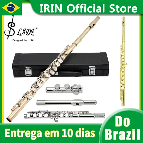 Imagen 1 del producto Flauta SLADE con 16 agujeros cerrados, flauta con llave C, flauta de actuación de concierto, instrumentos profesionales de viento de madera, flauta transversal con llave E