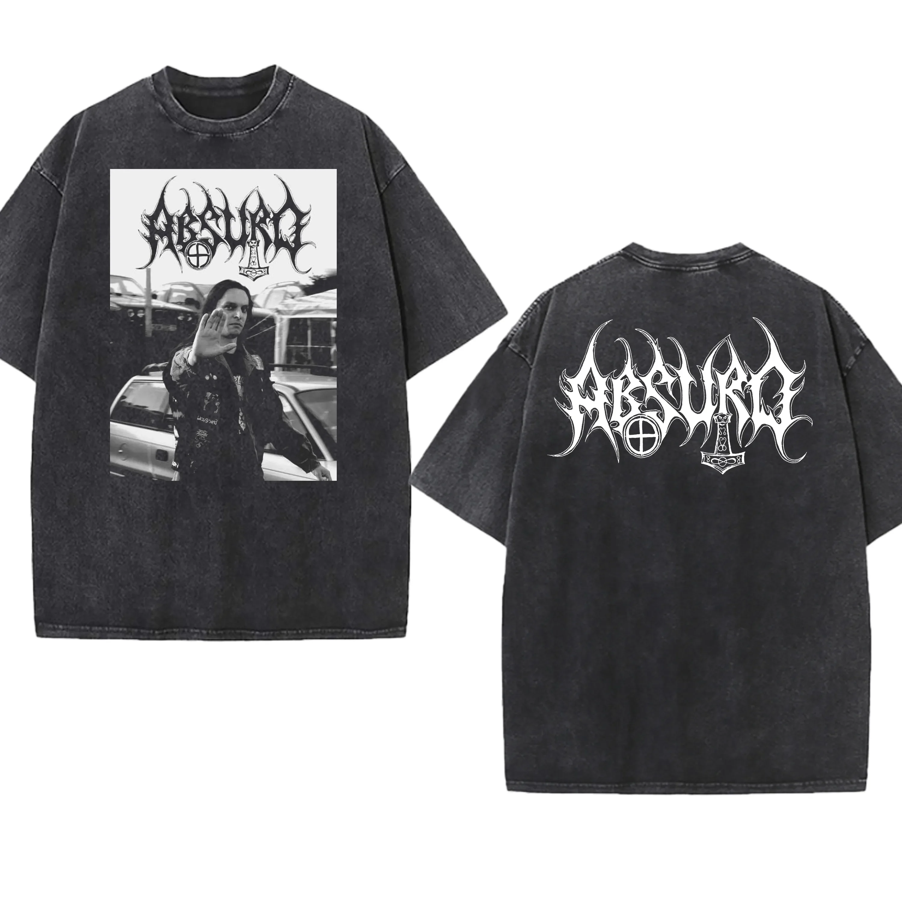 Absurd Band Washed T-Shirt  Gothic Gift Mens Clothing Graphic Vintage Hip Hop T-shirt Streetwear Tees Short Sleeve