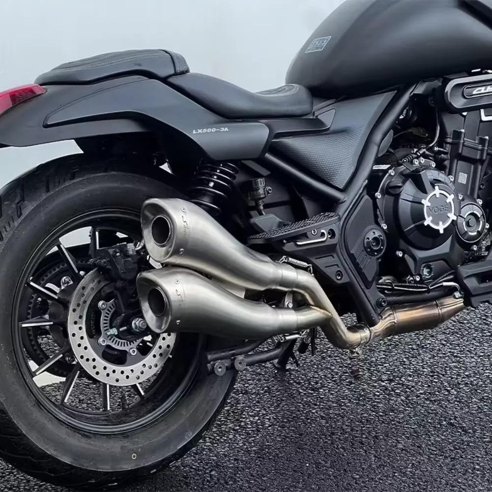 

Для VOGE CU525 модифицированная двойная выхлопная полносекционная выхлопная труба HA с низким звуком, глубокая односторонняя двойная выхлопная труба без потерь