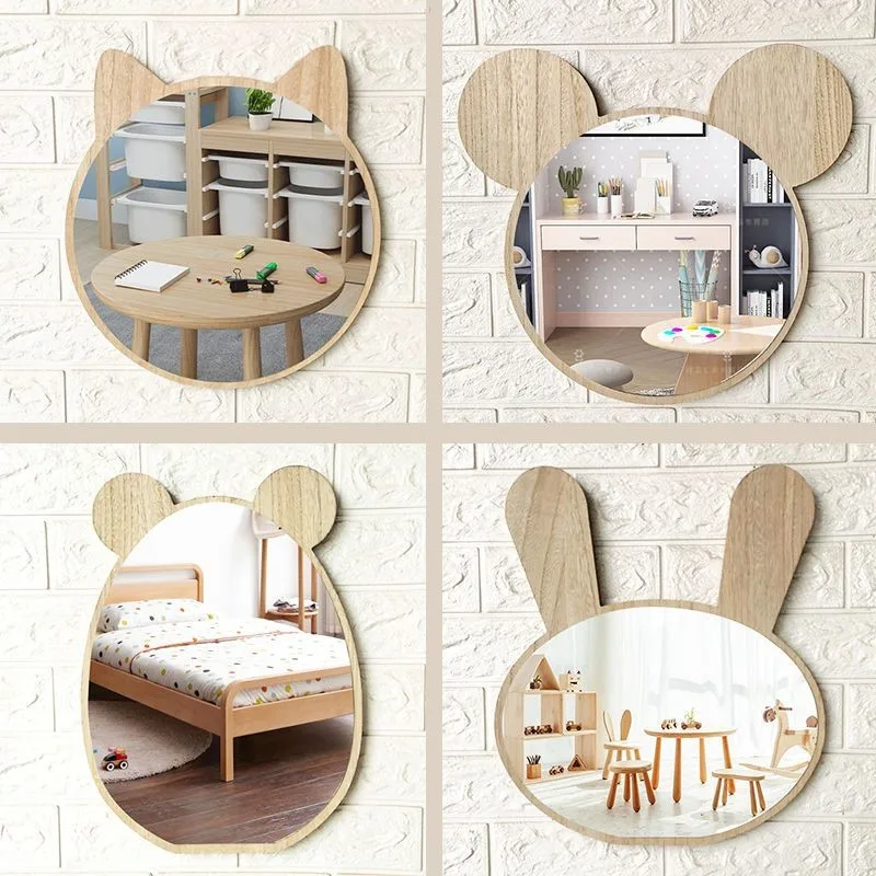 

Creative Cartoon Design Cute Kindergarten Bathroom Mirror Children's Bathroom Mirror Household Home Decoration Wood Mirror ZE773