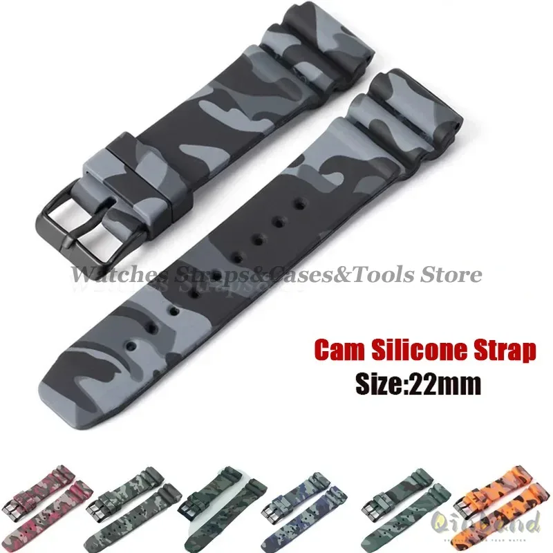 Bracelet de montre en Silicone souple 22mm pour Seiko pour Rolex Bracelet de montre en caoutchouc Camouflage étanche Bracelet de montre de Sport ceinture de remplacement