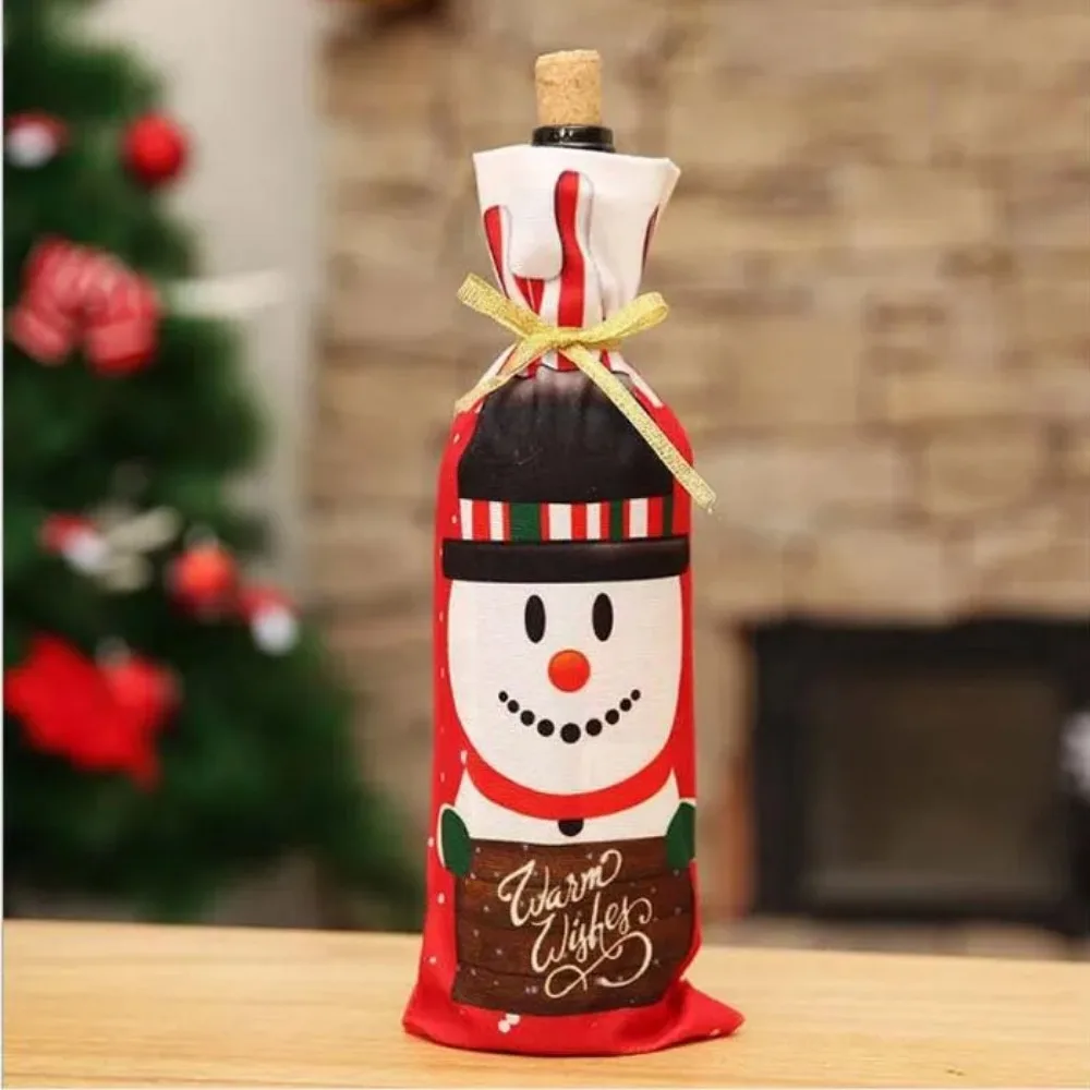 Red Wine Bottle Cover Bags Christmas Dinner Table Decoration Xmas Wine Bottle Cover Christmas Home Party Decors