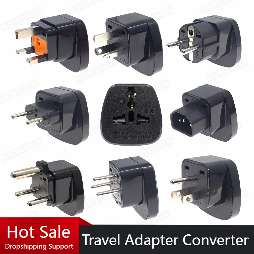 Universal CE America European Kr AU EU to US UK USA Plug Adapter South Africa India Adaptor Italy Switzerland Travel Converter