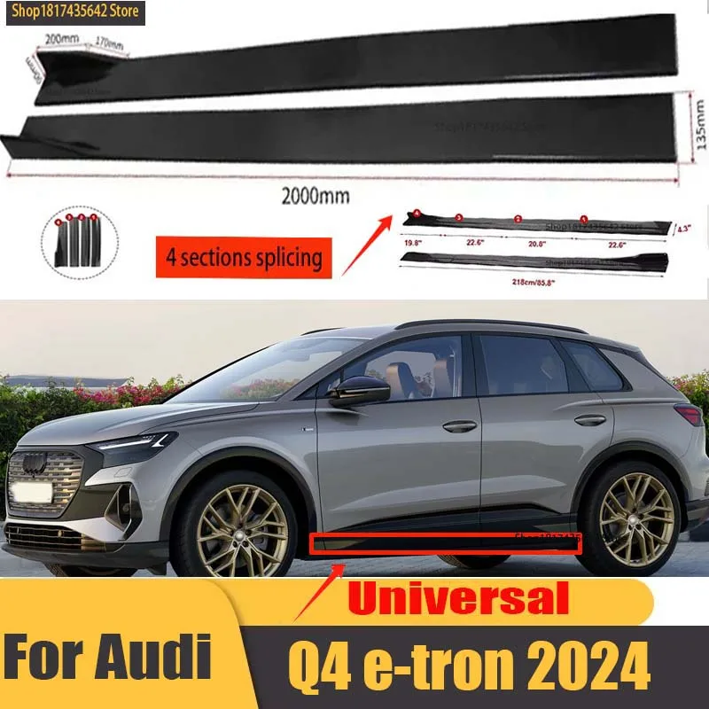 

Universal 2.2m Side Skirts Extension Rocker Splitters Diffuser Winglet Wings For Audi Q4 E-Tron 2019-2022