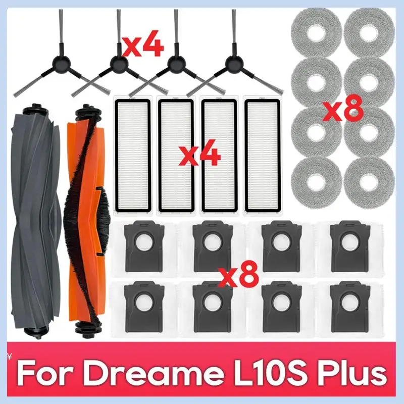 EAS-For Dreame Bot L10s Plus / RLL42SD Vacuum Cleaner Accessories Main Side Brush Hepa Filter Mop Dust Bag Accessories