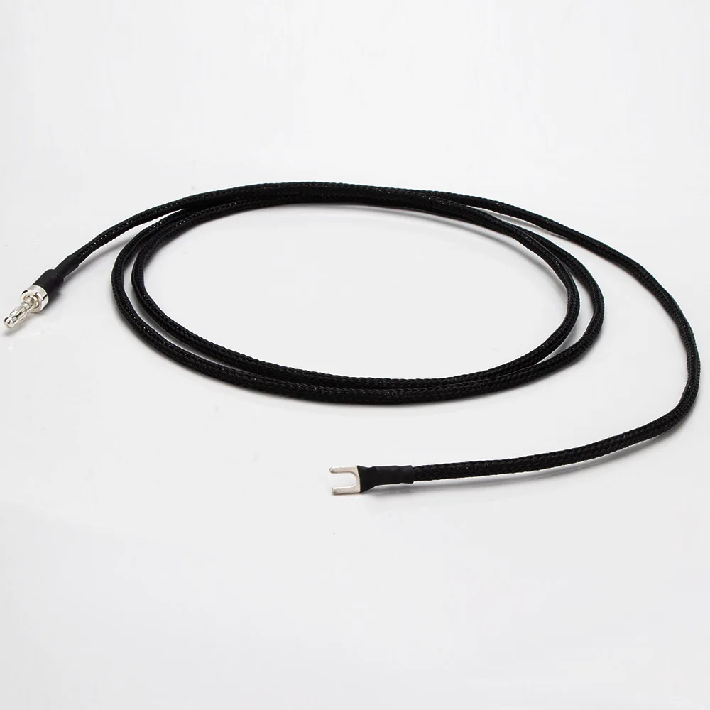 Hi-End Silver Plated Copper LP Vinyl Phono Amplifier Ground Wire with Y Spade Plug/Lantern Type Banana Plug HiFi Bridge Cable