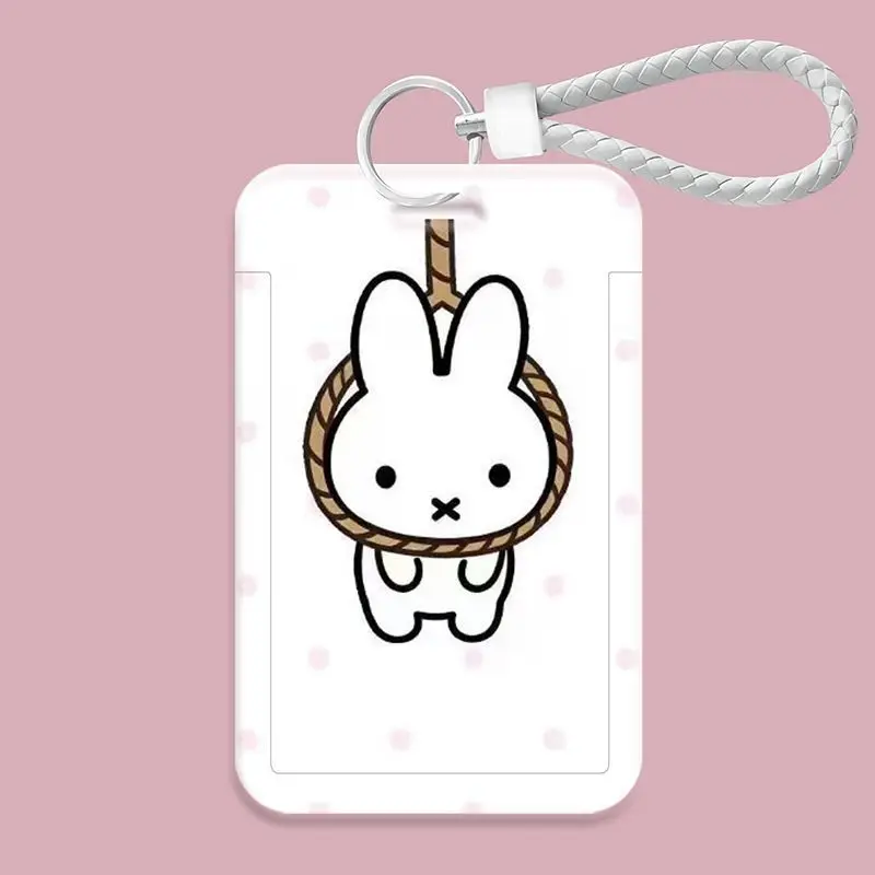 Cartoon Miffy Rabbit Cute Creative Pattern New Personality Fashion Campus Access Card Holder Decorative Portable Keychain Gift