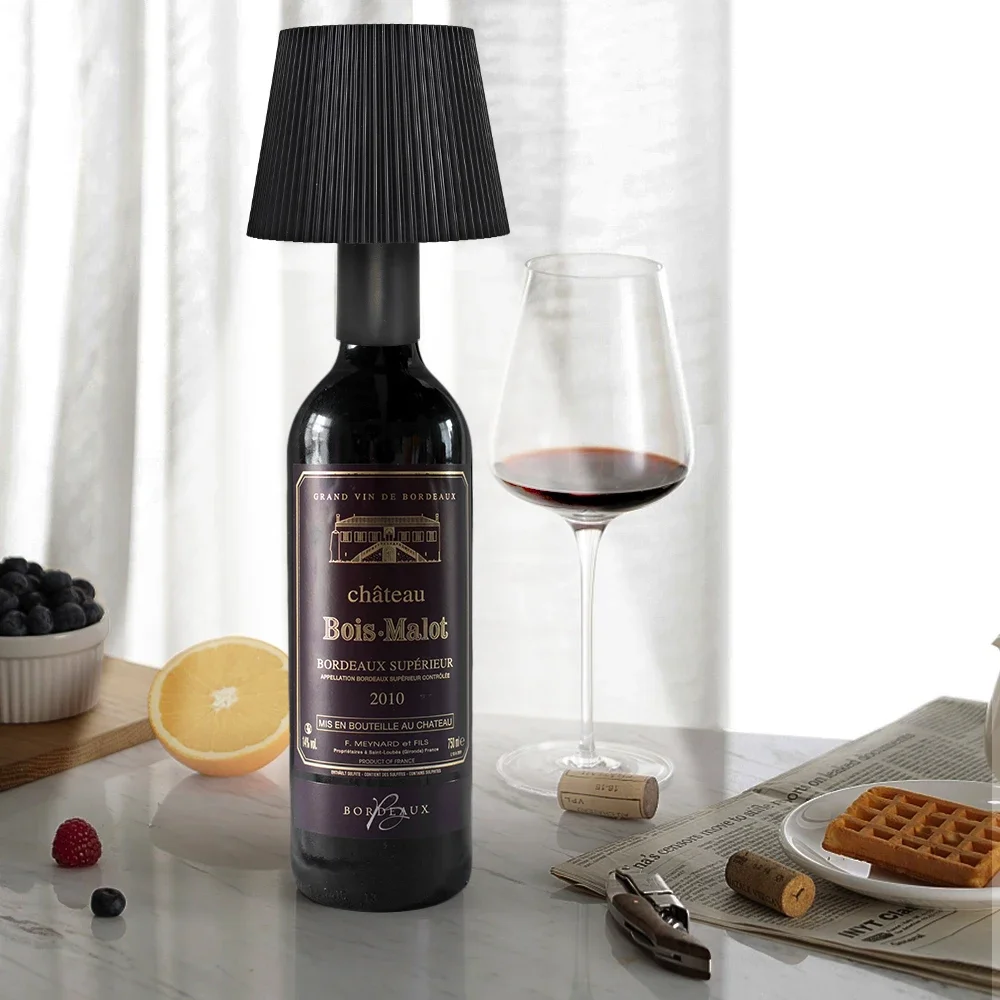 Desktop Wine Bottle Lamp  Decorative Light Rechargeable  Control 3 Color Stepless Dimming Waterproof Wine Bottle Lamp