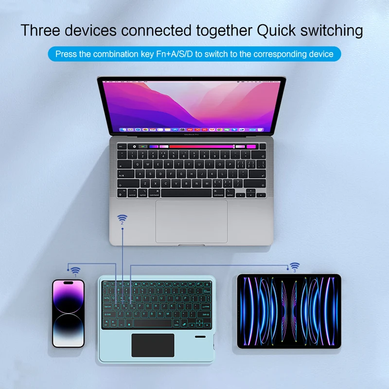 Deutsch Wireless Bluetooth Backlight Touchpad Keyboard for Phone iPad Tablet Laptop German Keyboard for Android iOS Windows