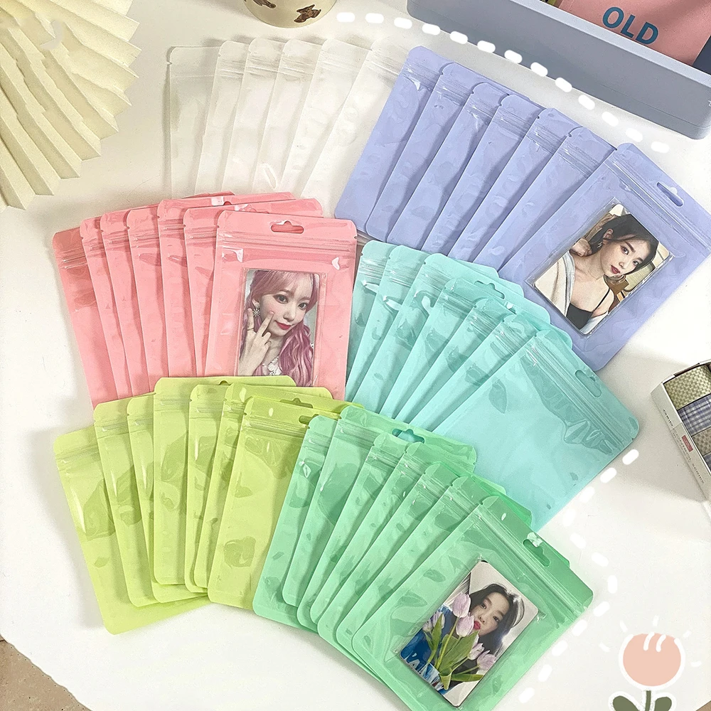 10Pcs/pack INS Korean Photocard Storage Bag Macaroon Color Transparent Ziplock Bag Gift Packaging Sealed Bag Sticker Card Sleeve