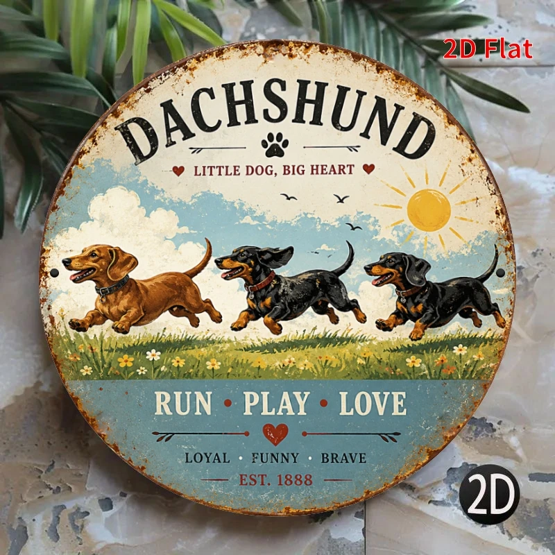 2D Flat - Decorative Sign 2D Flat, [2Dflat], 1pc 7.87X7.87Inch- Dachshund Dog Decorative Signs, Little Dog Big Heart Pet Lover W
