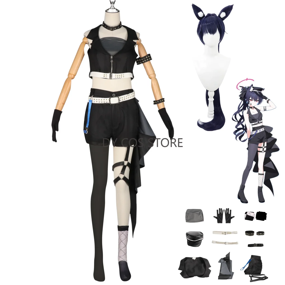 

Игра Blue Archive The Animation Kuromi Serika Косплей Костюм Парик Черные Топы Шорты Униформа Полный Комплект Парик Женский Сексуальный Карнавальный Комплект