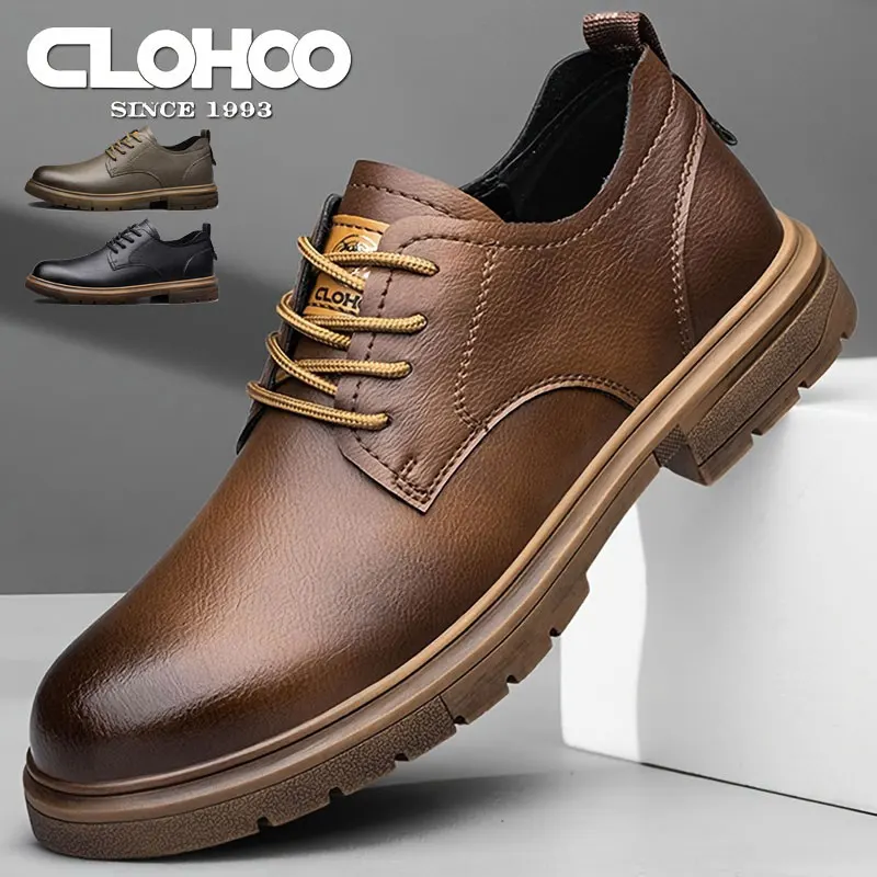 52/2000 CLOHOO handmade men's shoes business casual leather shoes breathable soft sole comfortable classic lace-up men's shoes