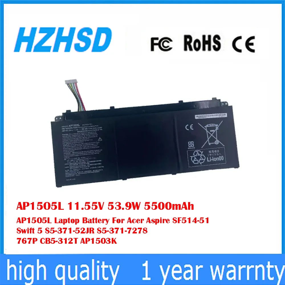 

AP15O5L 11.55V 53.9W 5500mAh AP1505L Laptop Battery For Acer Aspire SF514-51 Swift 5 S5-371-52JR S5-371-7278 767P CB5-312T