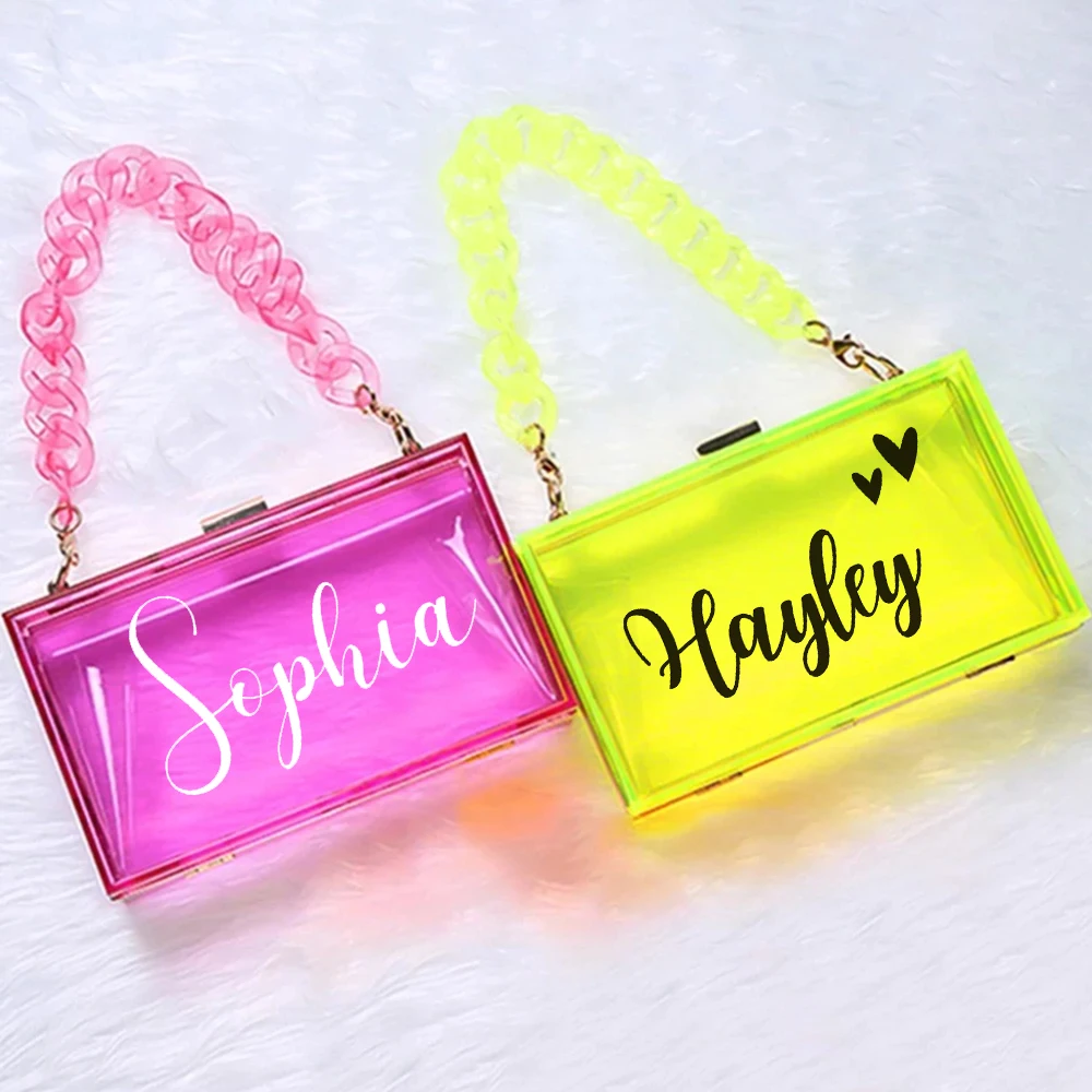 Summer Acrylic Clutch Bag Personalized Name Women's Clutch Bag Party Gift Purse Custom Birthday Gifts Trendy Handbags