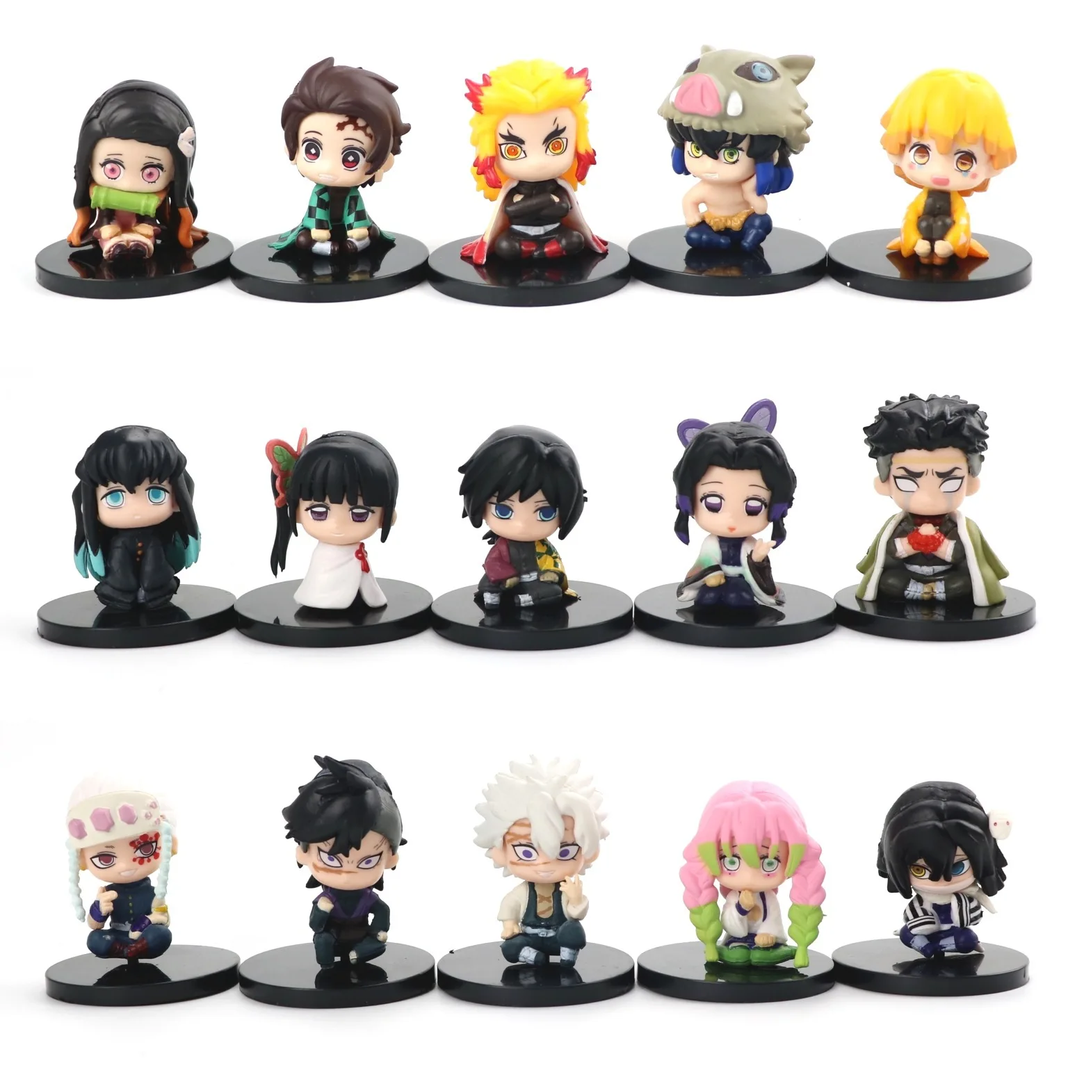 Demon Slayer 15 Pcs/Set 4.5cm Mini Nezuko Figure Tanjirou Kisatsutai Hashira Model Toys Ornaments Anime Periphery Kawaii Doll