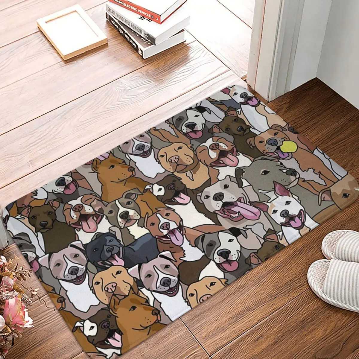 Pitbull Dog Pattern All The Mutts Doormat Rug Carpet Mat Footpad Polyester Non-slip Front Room Corridor Kitchen Bedroom Balcony