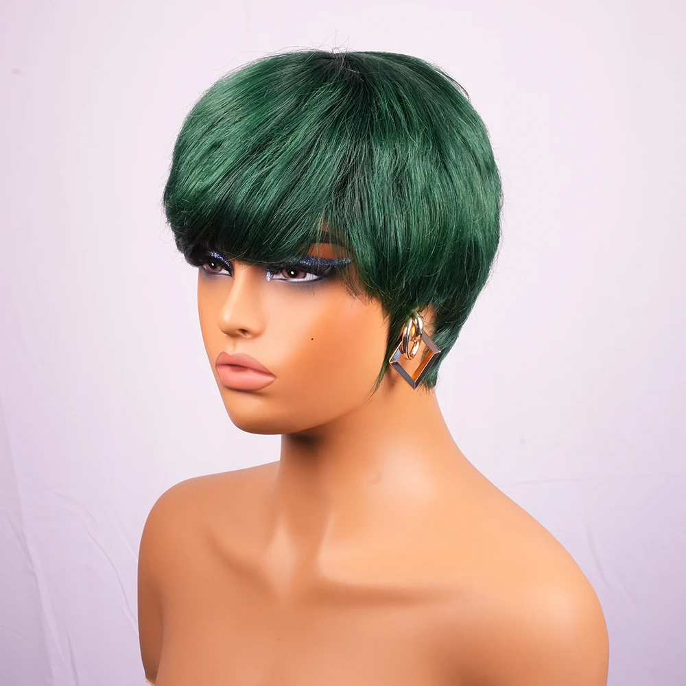 شعر مستعار بقص عابث مصنوع آليًا من شعر بشري قصير وطبيعي وواقعي، شعر مستعار قصير مجعد بطبقات مجعدة عميقة