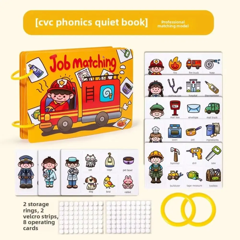 Livre interactif de construction de mots CVC, collage répété, quantité 1-10, Cognition des mots, bricolage, livre occupé, jeu de correspondance de dessin animé