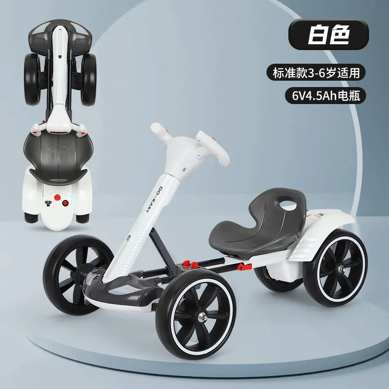 New Double Battery Foldable Electric Go Kart for 2 To 8 Years Old 4 Wheel Ride on Car
