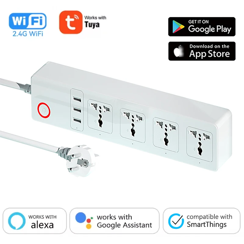 

7-in-1 Multi-functional Universal Socket UK US EU Plug Extension Board With 4 AC Outlets 3 USB Ports Socket Power Strips