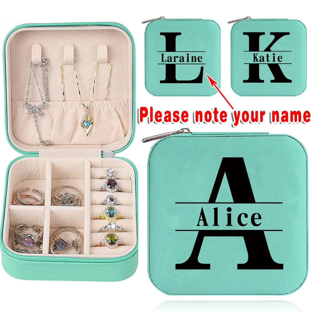 

Small Jewelry Earrings Necklace Ring Simple Fashion Print Portable Storage Jewelry Box.