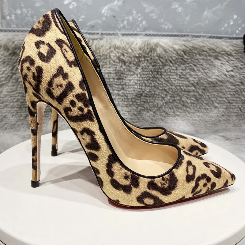 

Women Leopard Haircalf Pointy Toe High Heel Party Shoes Sexy Slip on Designer Ladies Stiletto Pumps 8cm 10cm 12cm