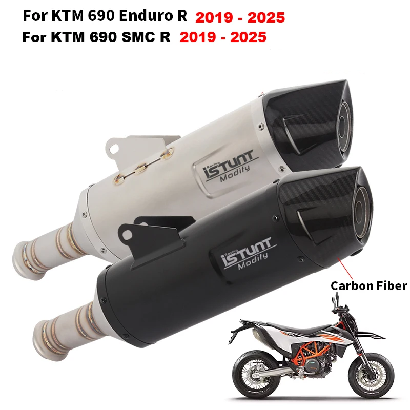 

Slip-On For KTM 690 Enduro SMC R 2019 - 2025 Motorcycle Exhaust Escape Carbon Fiber Muffler With Middle Link Pipe DB Killer ﻿