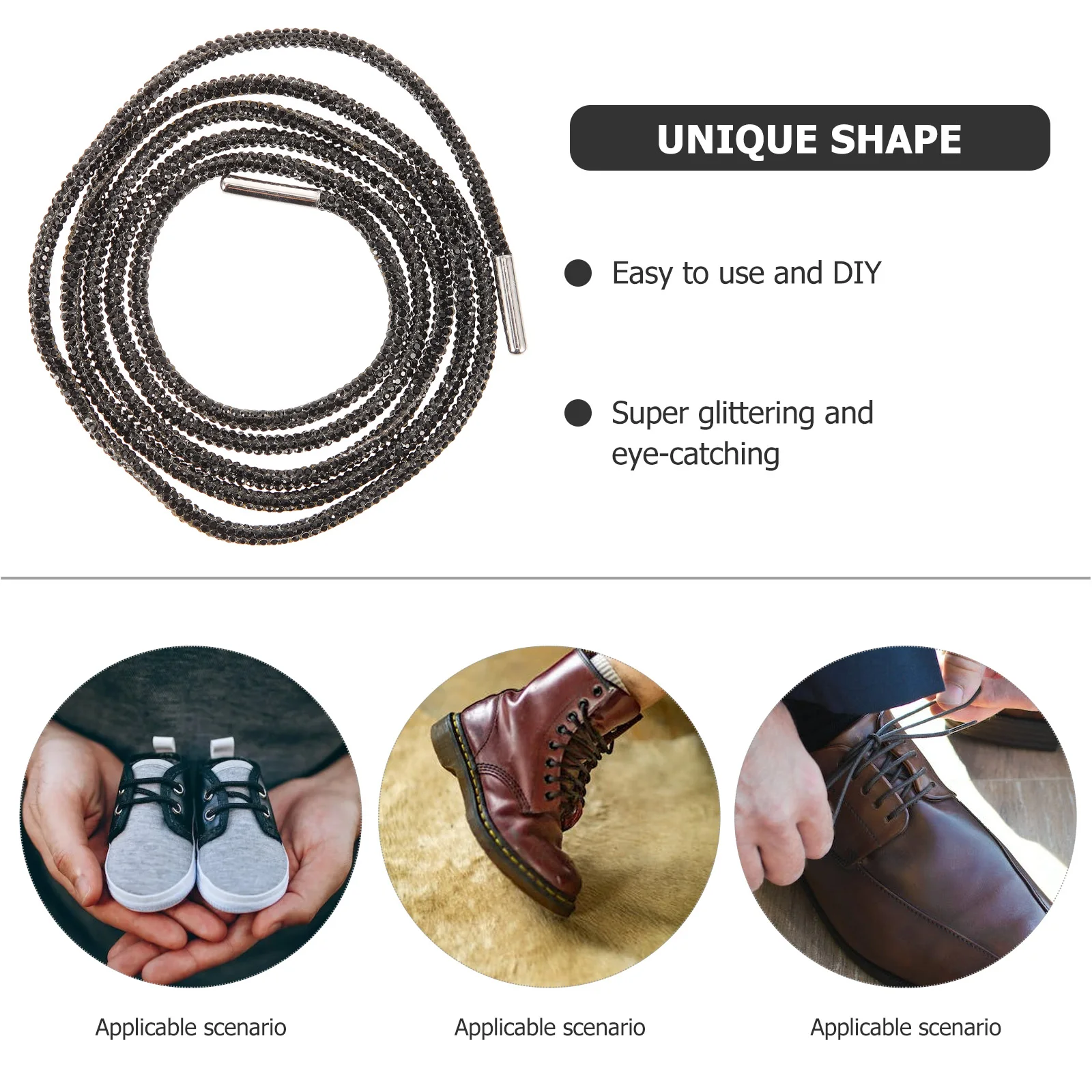 

Rhinestone Shoe Lace Glitter Round Rope Decorative Shoelace Diy Clothing Material Glass Trim for Wedding Shoes Handbag