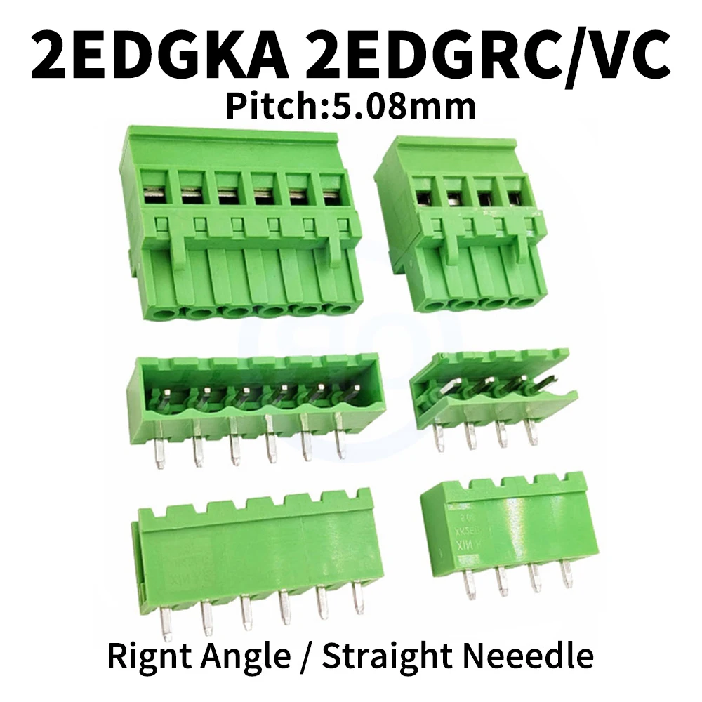 (5 Set) KF2EDGKA 5.08mm Plug terminal 2EDGKA + 2EDGR V RC VC 5.08 Open Close Right Angle straight pin plug pcb connector 2~24Pin
