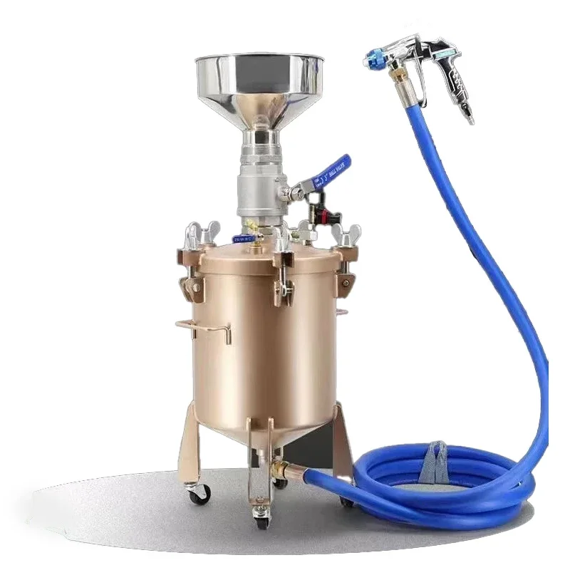 32L Pneumatic Water-in-water Paint Tank With Spray Gun For Painting Latex Paint Stone Paint Pressure Tank Ejection Gun