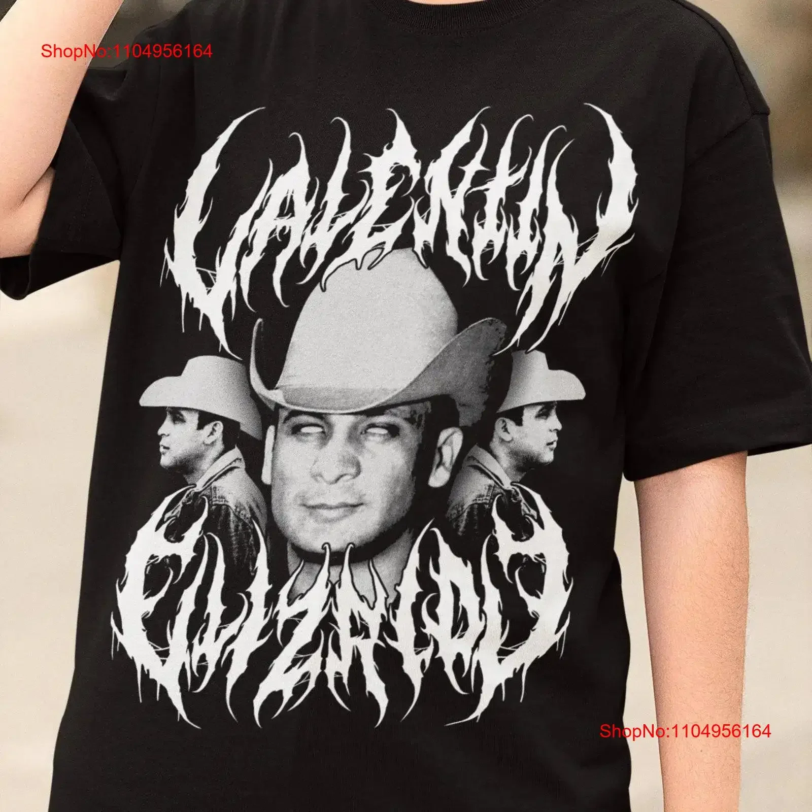 Valentin Elizalde Dark Metal Lettering T Shirt Fan El Gallo de Oro vintage lavado roupas de grife de moda unissex esticado