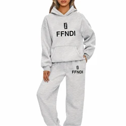 Women's Suits Letter Print Fashion Sets Casual Pullover Tracksuit 2 Piece Hoodies Sweatshirts + Sweatpants Set