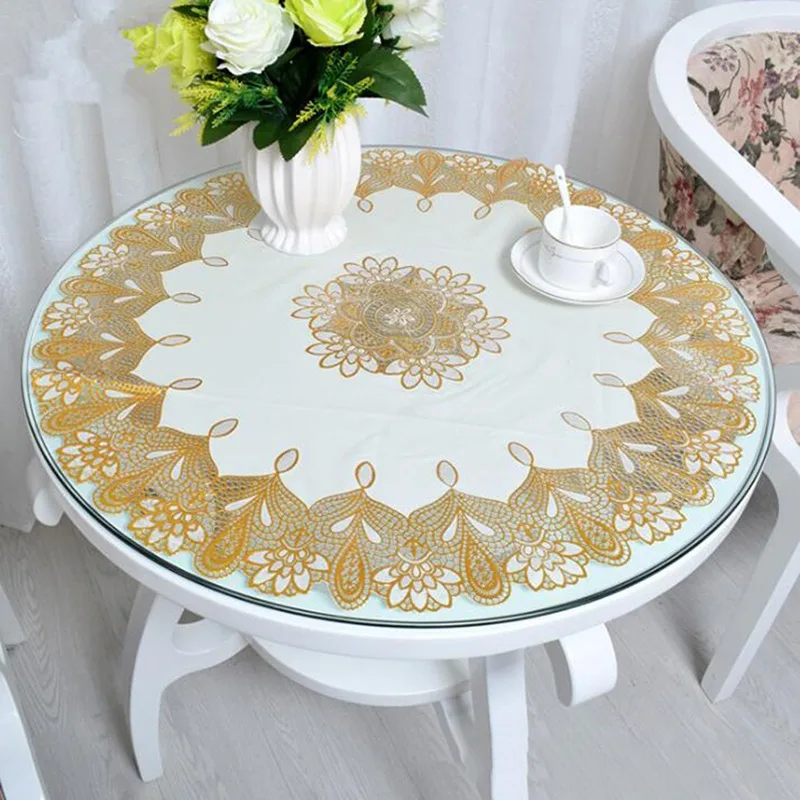 Modern Brocade Fabric Lace Trim Banquet Party Tablecloth Bedroom Balcony Small Round Table Cloth Tapete Christmas Decoration image 6