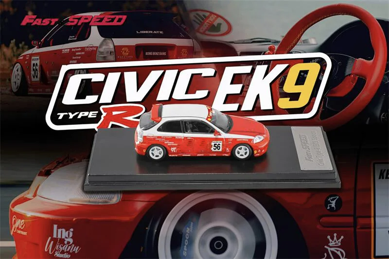 

1:64 Civic Type-R Mk1 EK9 Spoon Red no.56 limited999 Diecast Collector's Vehicle Model Car