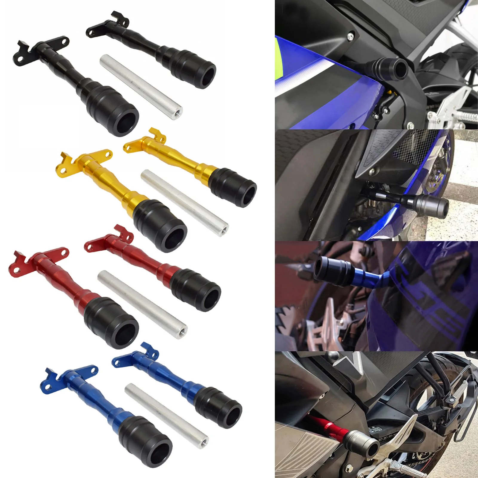 

waase Motorcycle CNC Frame Sliders Guard Crash Pad Mushroom Bobbins Bungs Falling Protector For YAMAHA YZF R15 V3 2018 2019 2020