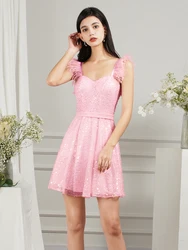 Luxury Pink Beaded Short A-line Evening Dresses For Women Sweetheart With Feathers Formal Occasion Sleeveless Cocktail Wedding