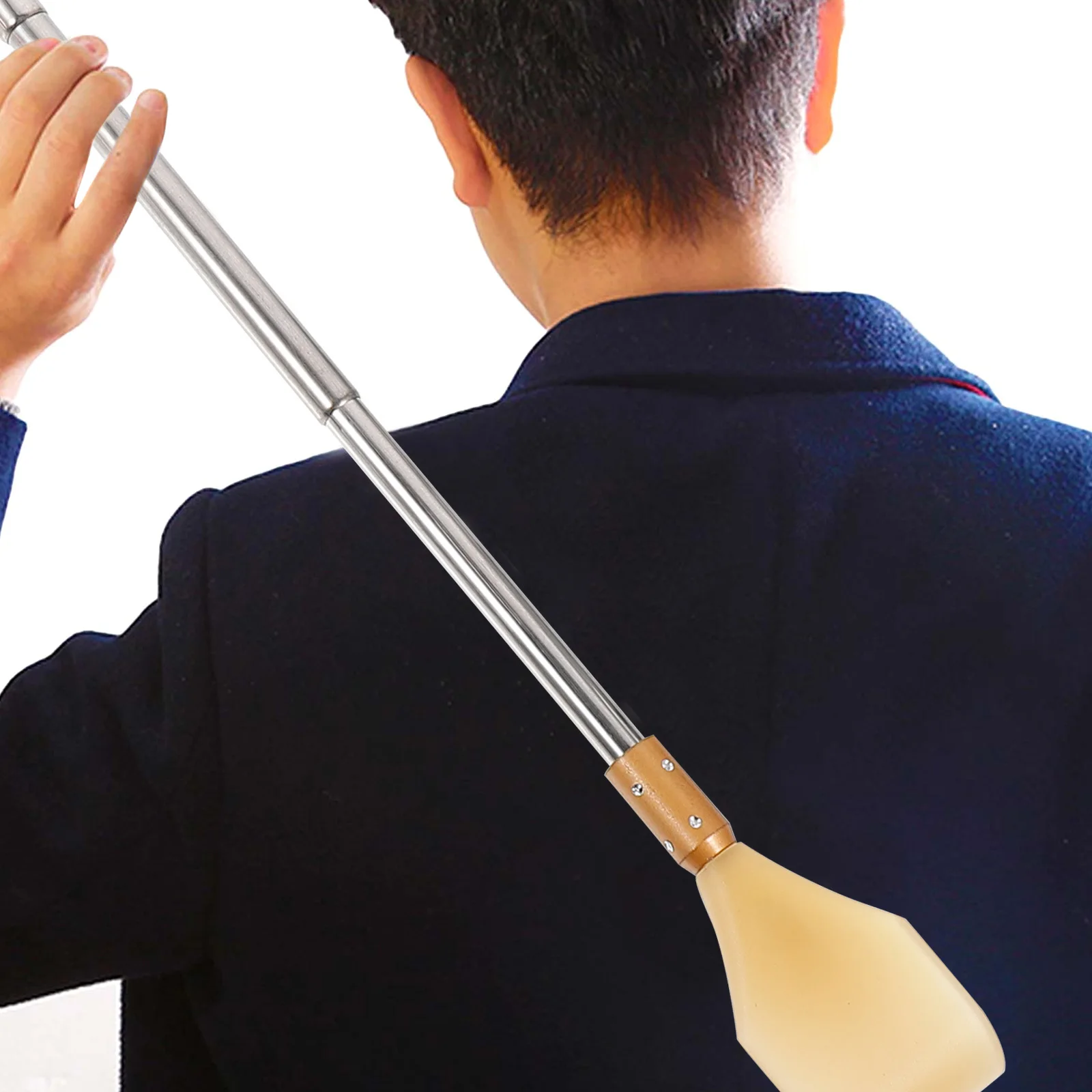 

Extendable Back Scratcher Rod White Handheld Body Massager Tool for Itchy Skin Shoulder Back Knee Foot Scratcher for Old