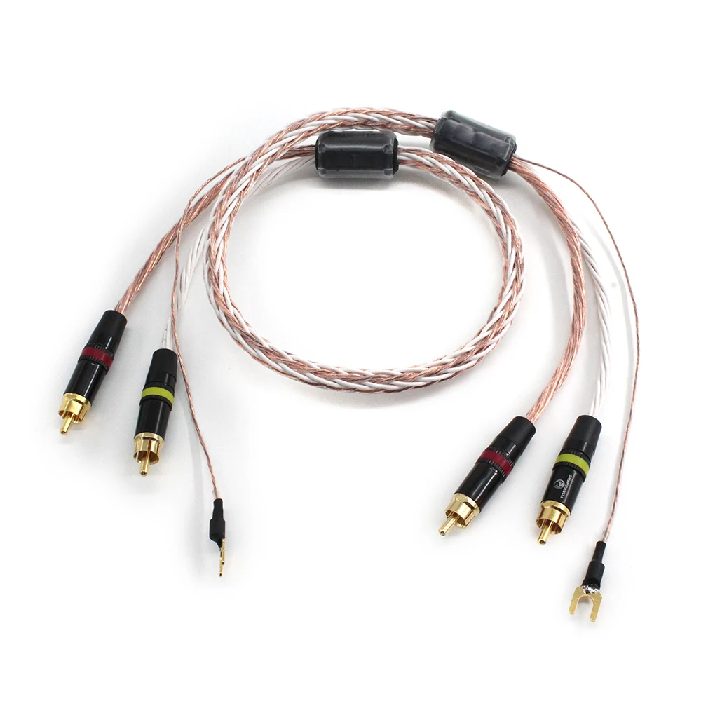 

8TC однокристальный медный 2RCA до 2RCA заземляющий U-образный заземляющий провод штепсельная вилка