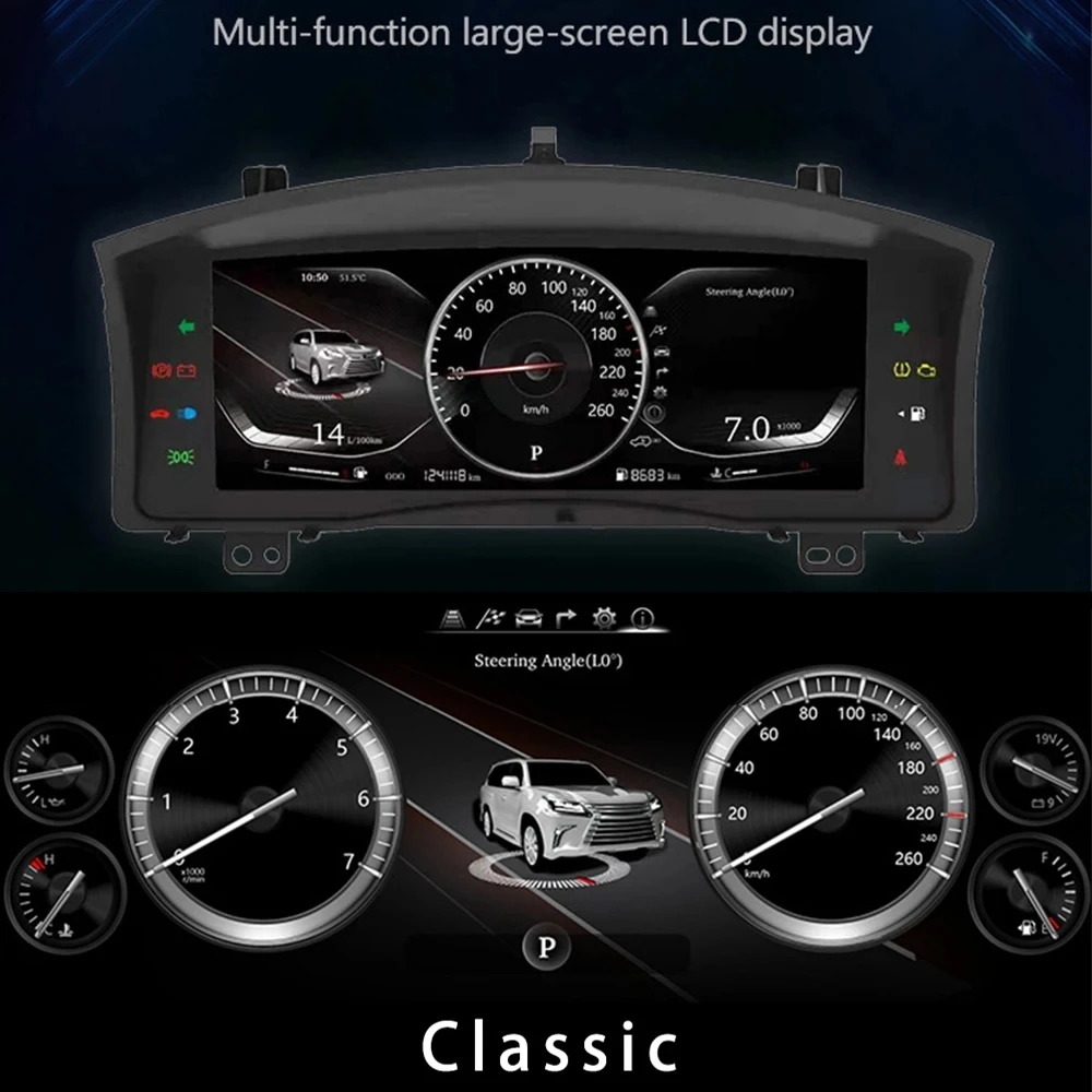 For Toyota Lexus LX570 2007-2015 Dashboard Speed Meter Screen Multimedia Player With Linux System