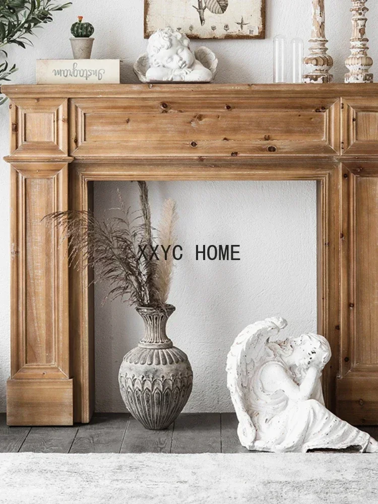 Retro Distressed Curio Cabinet B & B Fake Fireplace Mantel Window Wedding Shooting Props