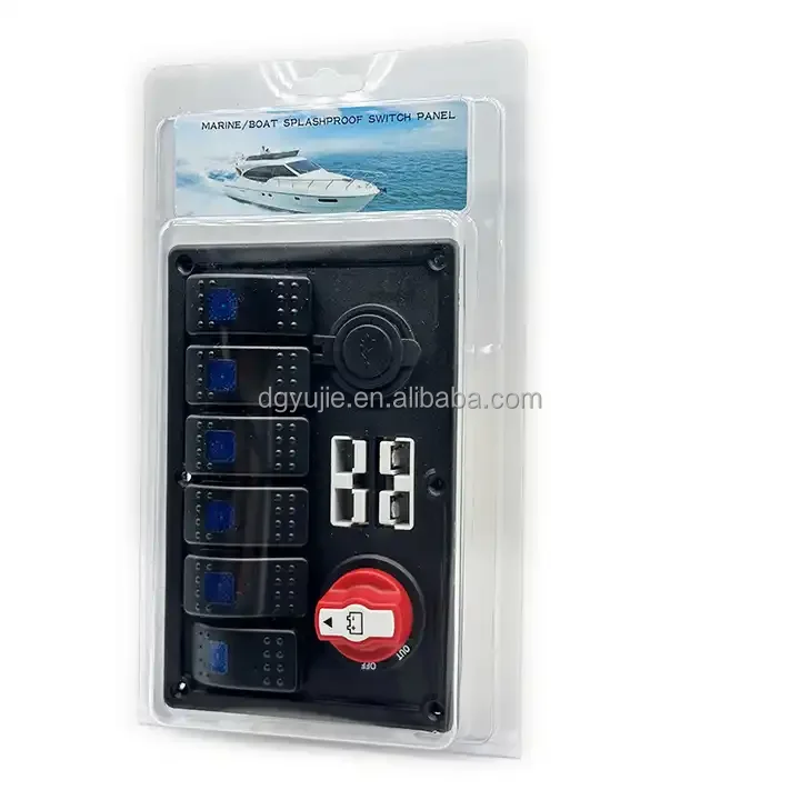 6 Gang Toggle Rocker Switch Panel With 50AMP Andeson Plug And 100A Battery Isolator Switch