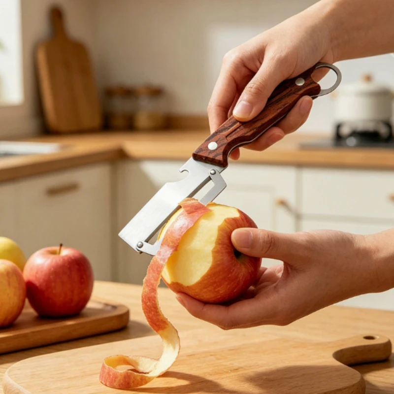 1pc Stainless Steel Sugar Cane Peeler All Steel Kitchen Peeler Fruit Stand Peeler Wine Opener Two-in-One